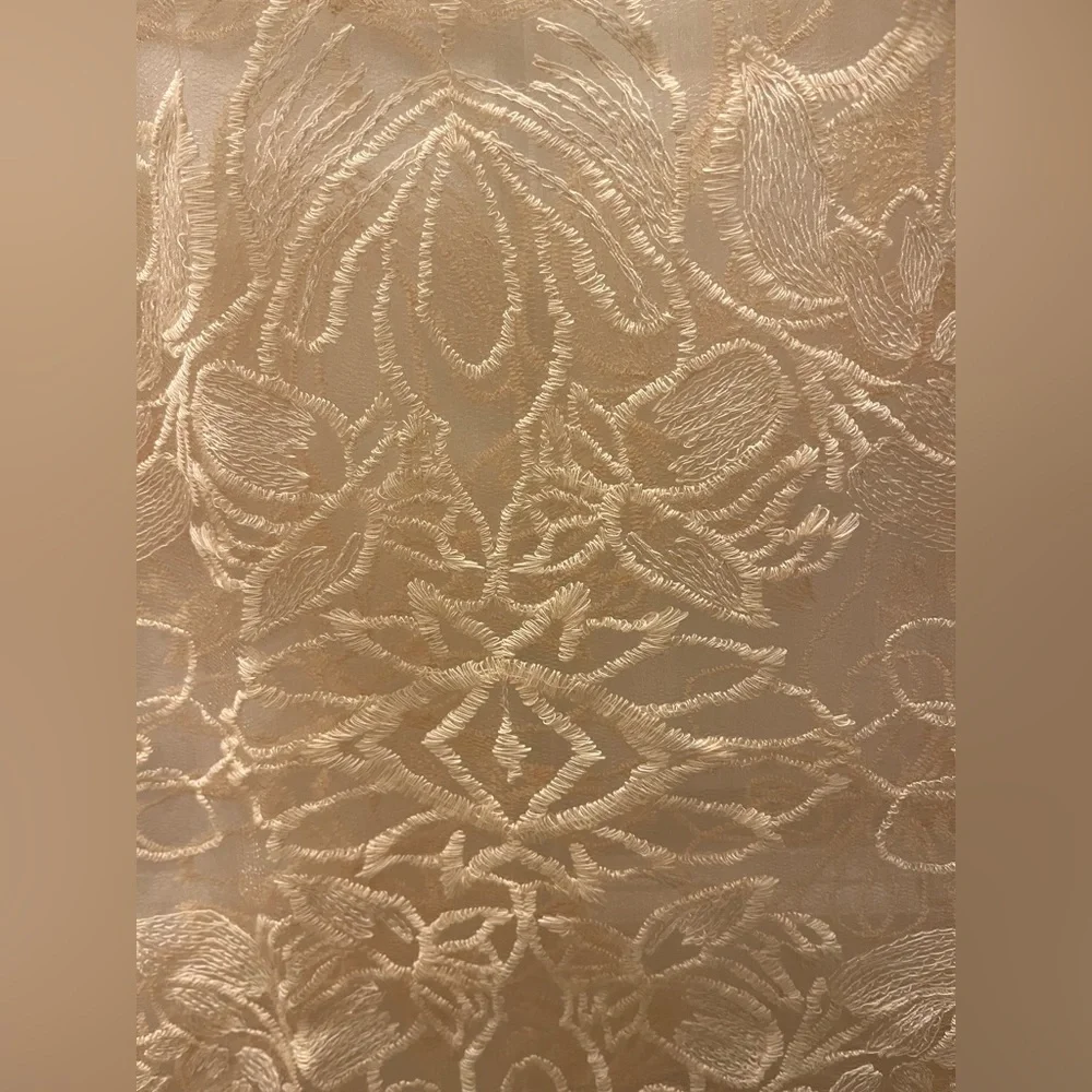 Anthropologie Sheer Embroidered Cream Midi Skirt - Picture 9 of 12